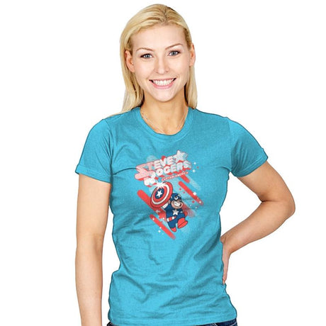 Steven Rogers - Womens T-Shirts RIPT Apparel Small / Aqua