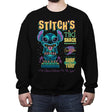 Stitch Tiki Stack - Crew Neck Sweatshirt Crew Neck Sweatshirt RIPT Apparel Small / Black