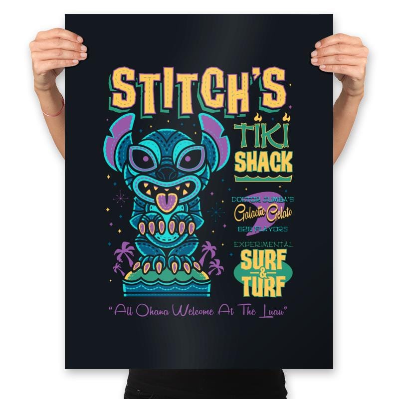 Stitch Tiki Stack - Prints Posters RIPT Apparel 18x24 / Black