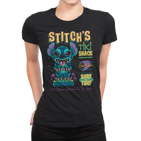Stitch Tiki Stack - Womens Premium T-Shirts RIPT Apparel Small / Black