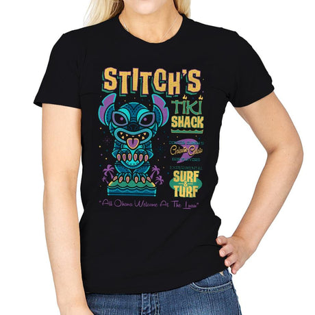 Stitch Tiki Stack - Womens T-Shirts RIPT Apparel Small / Black