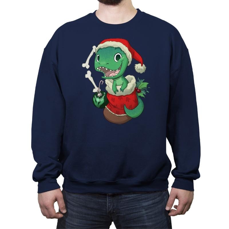 Stocking Stuffer: T-rex - Crew Neck Sweatshirt Crew Neck Sweatshirt RIPT Apparel Small / Navy