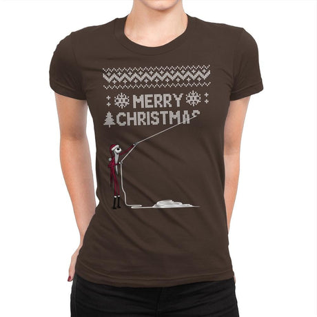 Stolen Christmas - Ugly Holiday - Womens Premium T-Shirts RIPT Apparel Small / Dark Chocolate