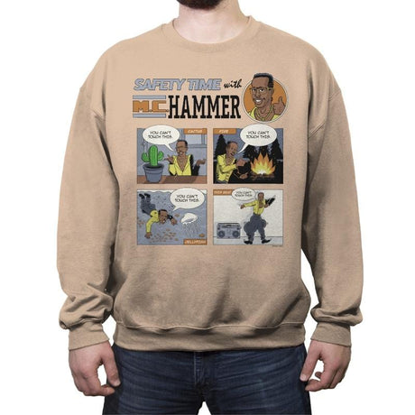 Stop... Safety Time - Crew Neck Sweatshirt Crew Neck Sweatshirt RIPT Apparel Small / Sand