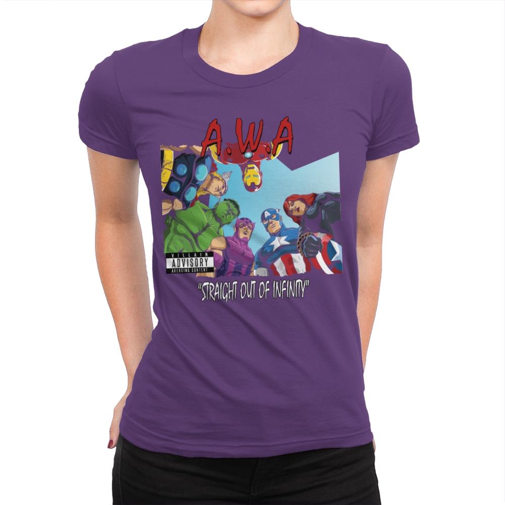 Straight Out of Infinity  - Anytime - Womens Premium T-Shirts RIPT Apparel Small / Purple Rush