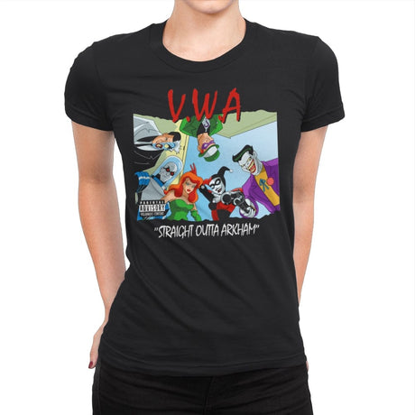 Straight Outta Arkham - Womens Premium T-Shirts RIPT Apparel Small / Black