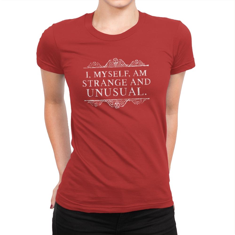 Strange and Unusual - Womens Premium T-Shirts RIPT Apparel Small / Red