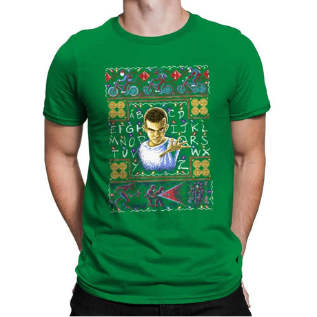 Strange Sweater - Ugly Holiday - Mens Premium T-Shirts RIPT Apparel Small / Kelly Green