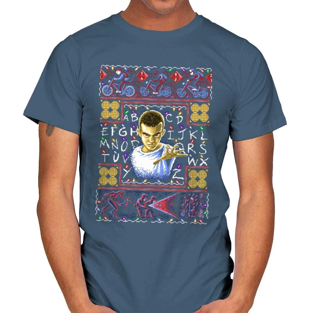 Strange Sweater - Ugly Holiday - Mens T-Shirts RIPT Apparel Small / Indigo Blue