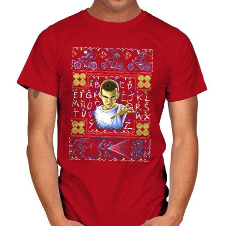 Strange Sweater - Ugly Holiday - Mens T-Shirts RIPT Apparel Small / Red