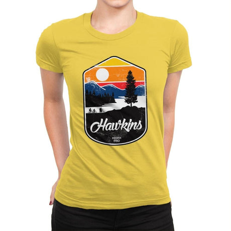 Strange Visit - Womens Premium T-Shirts RIPT Apparel Small / Vibrant Yellow