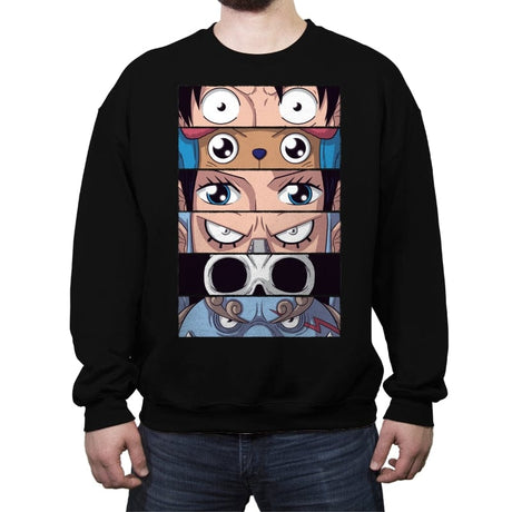 Straw Hat Eyes - Crew Neck Sweatshirt Crew Neck Sweatshirt RIPT Apparel Small / Black