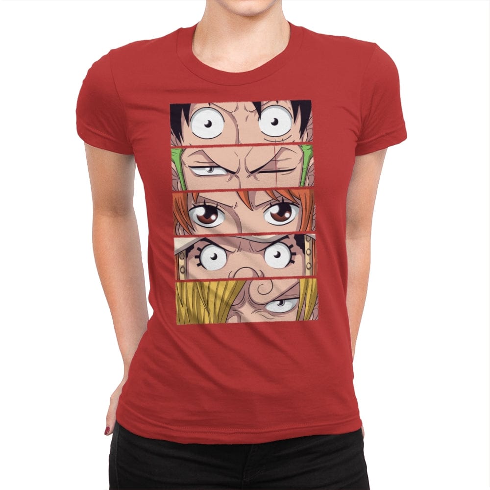 Straw Hat Eyes Pt1 - Womens Premium T-Shirts RIPT Apparel Small / Red