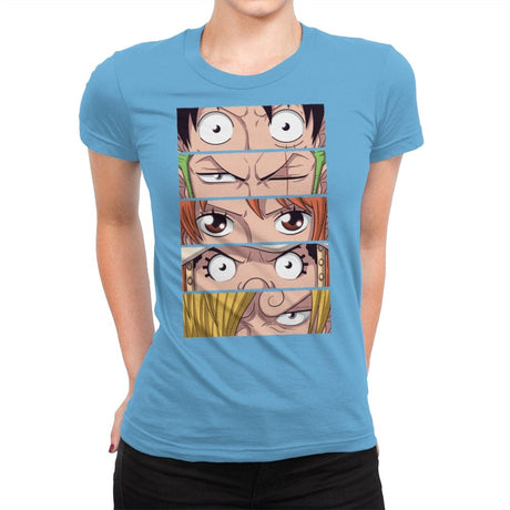 Straw Hat Eyes Pt1 - Womens Premium T-Shirts RIPT Apparel Small / Turquoise