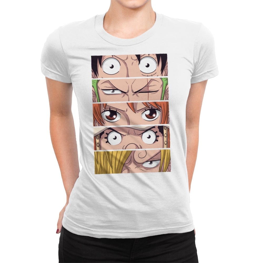 Straw Hat Eyes Pt1 - Womens Premium T-Shirts RIPT Apparel Small / White