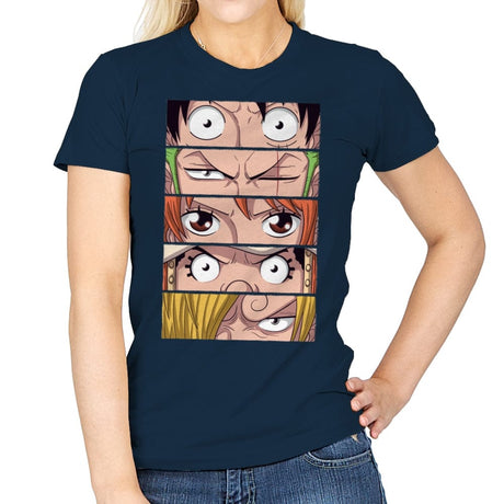 Straw Hat Eyes Pt1 - Womens T-Shirts RIPT Apparel Small / Navy