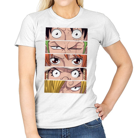 Straw Hat Eyes Pt1 - Womens T-Shirts RIPT Apparel Small / White