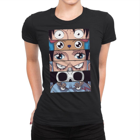Straw Hat Eyes - Womens Premium T-Shirts RIPT Apparel Small / Black