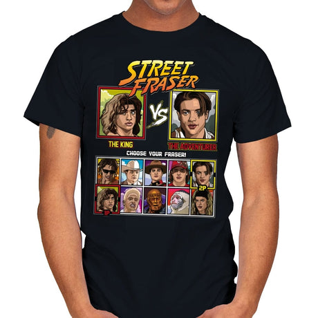Street Fraser - Retro Fighter Series - Mens T-Shirts RIPT Apparel Small / Black
