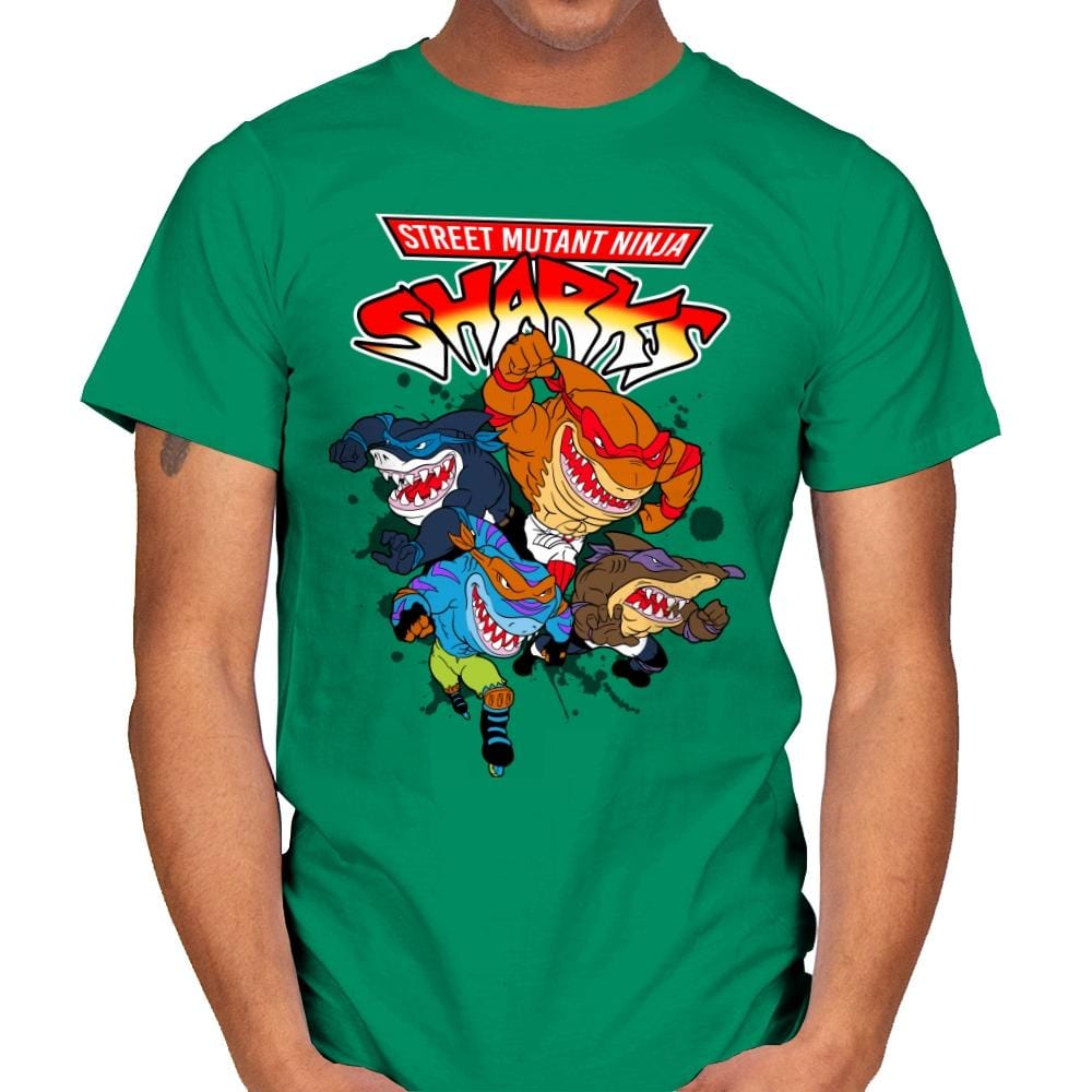 Street Mutant Ninja Sharks - Mens T-Shirts RIPT Apparel Small / Kelly