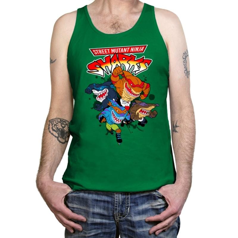 Street Mutant Ninja Sharks - Tanktop Tanktop RIPT Apparel X-Small / Kelly