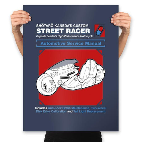 Street Racer Service Manual - Prints Posters RIPT Apparel 18x24 / Navy