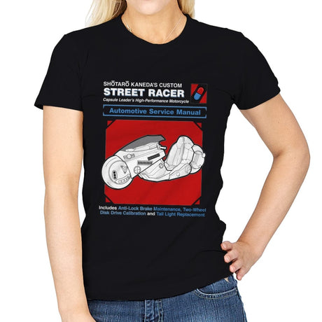 Street Racer Service Manual - Womens T-Shirts RIPT Apparel Small / Black