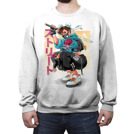 Street Samurai - Crew Neck Sweatshirt Crew Neck Sweatshirt RIPT Apparel Small / White