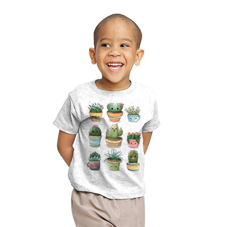 Succulents Kawaii - Youth T-Shirts RIPT Apparel X-small / White