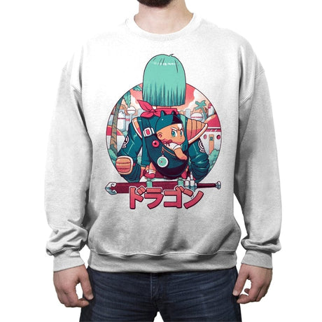 Summer Dragon - Crew Neck Sweatshirt Crew Neck Sweatshirt RIPT Apparel Small / White