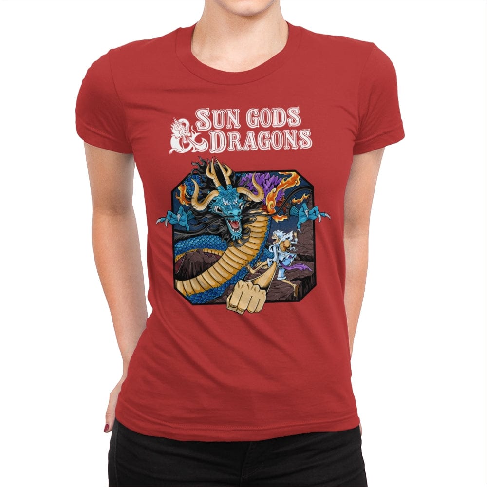 Sun Gods and Dragons - Womens Premium T-Shirts RIPT Apparel Small / Red