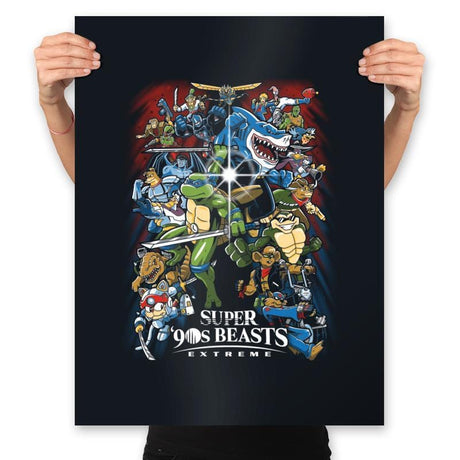 Super 90s Beasts - Prints Posters RIPT Apparel 18x24 / Black