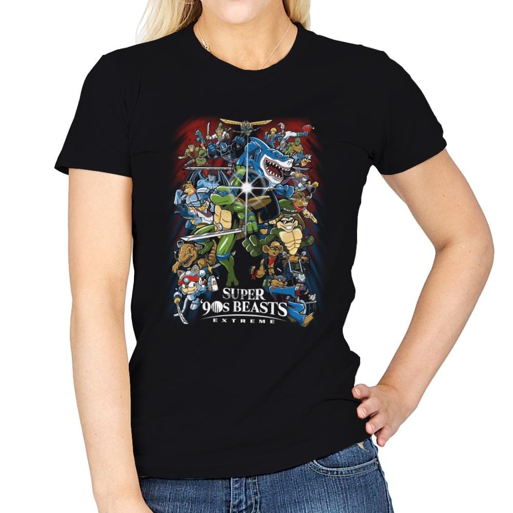 Super 90s Beasts - Womens T-Shirts RIPT Apparel Small / Black