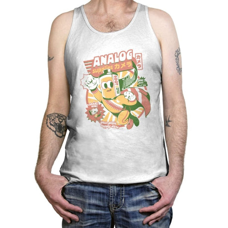 Super Analog Hero - Tanktop Tanktop RIPT Apparel X-Small / White