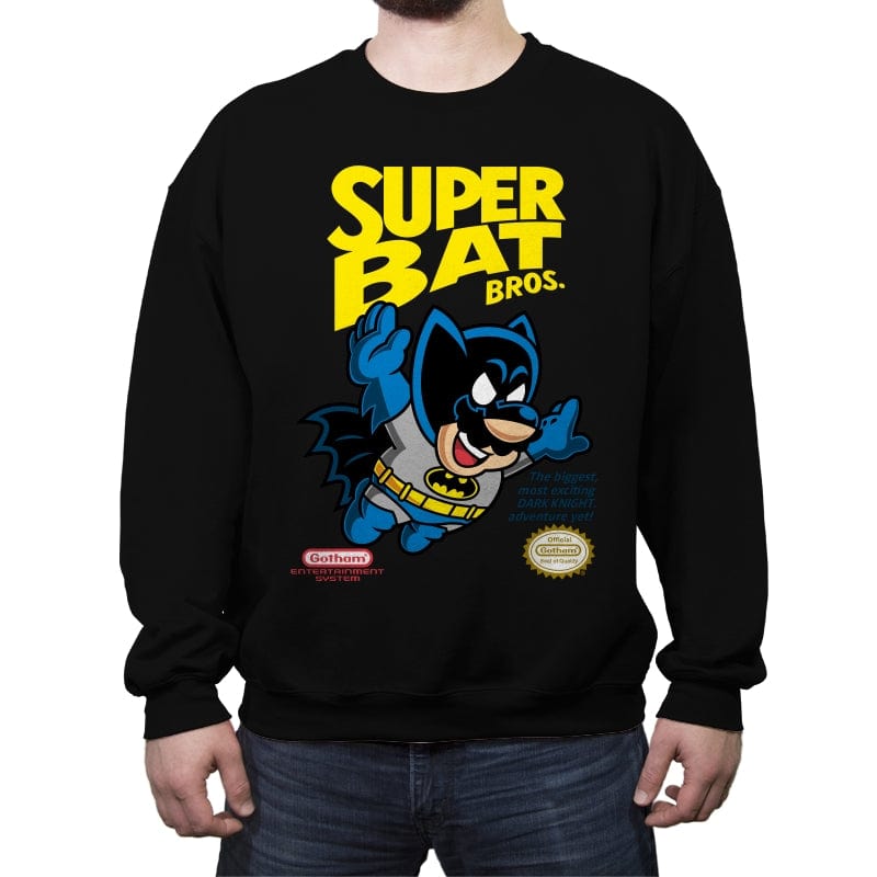 Super Bat Bros - Crew Neck Sweatshirt Crew Neck Sweatshirt RIPT Apparel Small / Black