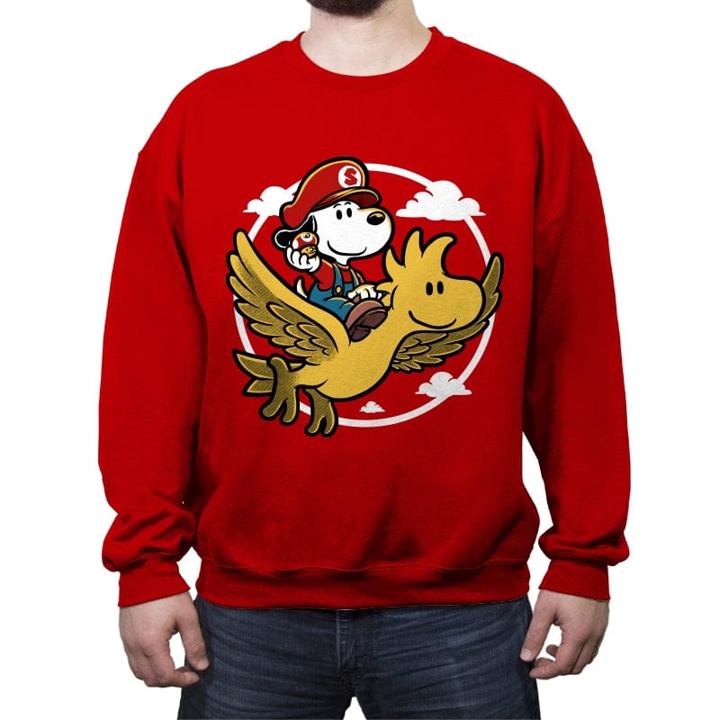 Super Beagle Bros - Crew Neck Sweatshirt Crew Neck Sweatshirt RIPT Apparel Small / Red