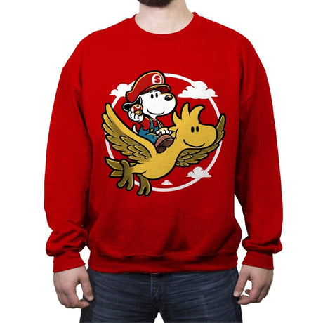 Super Beagle Bros - Crew Neck Sweatshirt Crew Neck Sweatshirt RIPT Apparel Small / Red