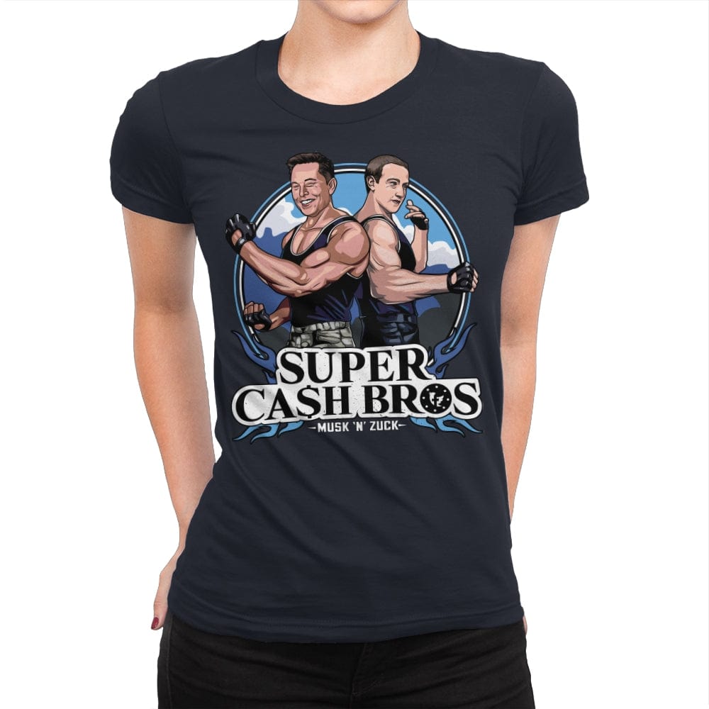 Super Cash Bros - Zuck 'n' Musk - Womens Premium T-Shirts RIPT Apparel Small / Midnight Navy