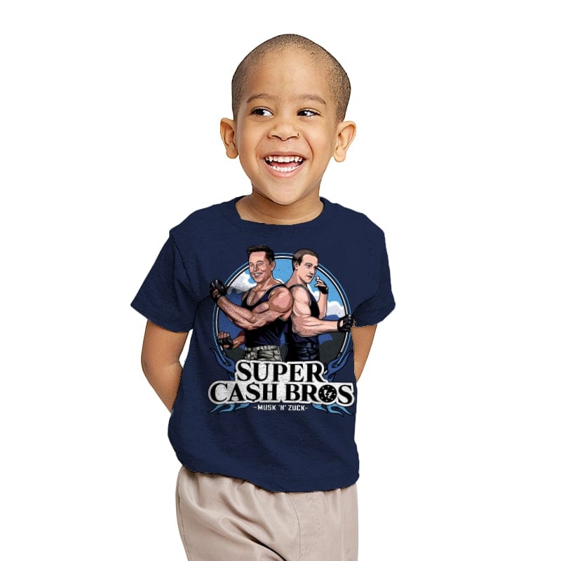 Super Cash Bros - Zuck 'n' Musk - Youth T-Shirts RIPT Apparel X-small / Navy