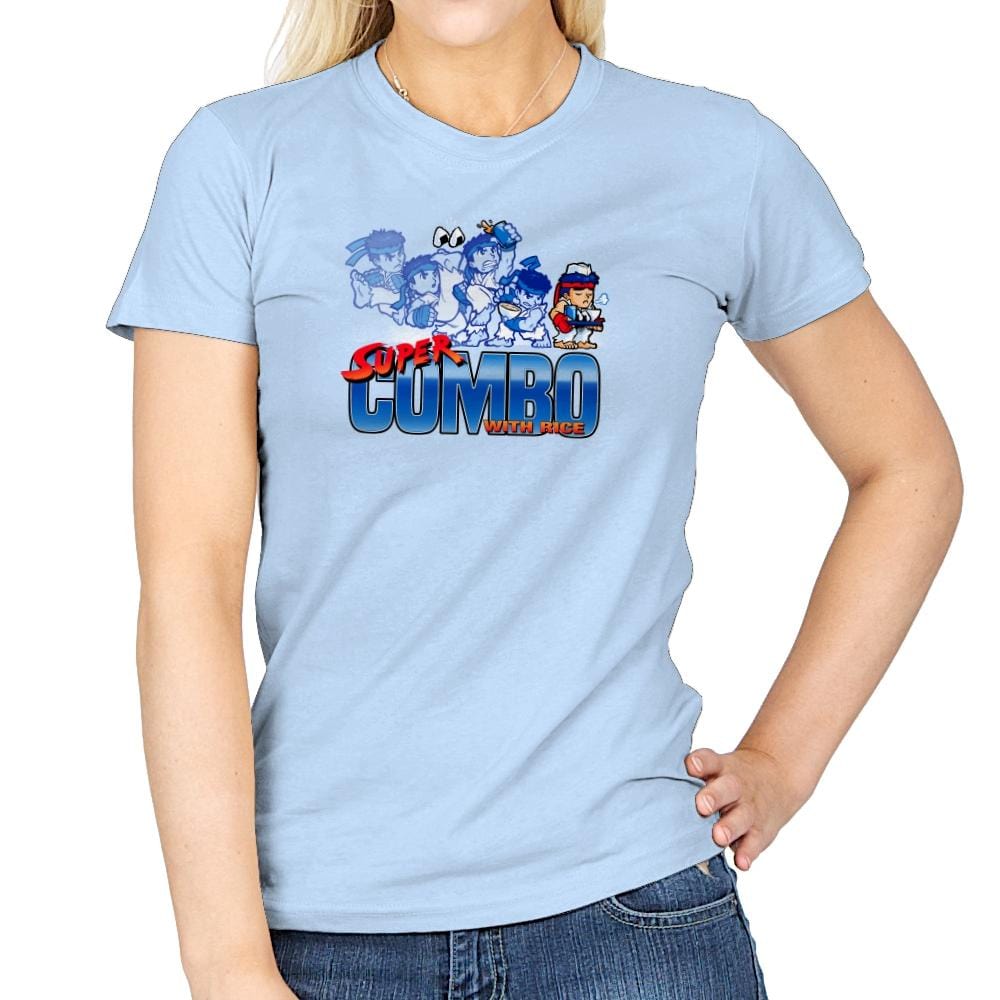 Super Combo with Rice Exclusive - Womens T-Shirts RIPT Apparel Small / Light Blue