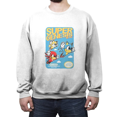 Super Genesis Bros. - Crew Neck Sweatshirt Crew Neck Sweatshirt RIPT Apparel Small / White