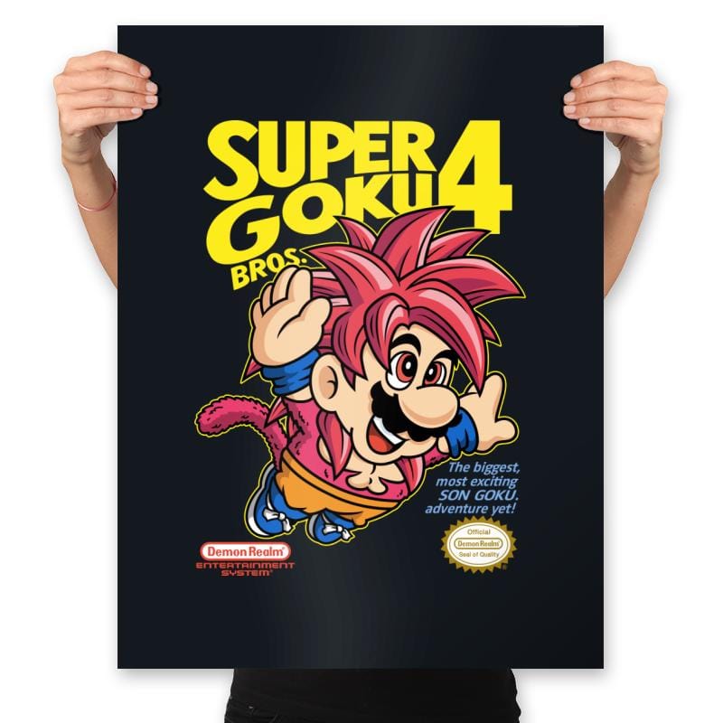 Super Goku Bros 4 - Prints Posters RIPT Apparel 18x24 / Black