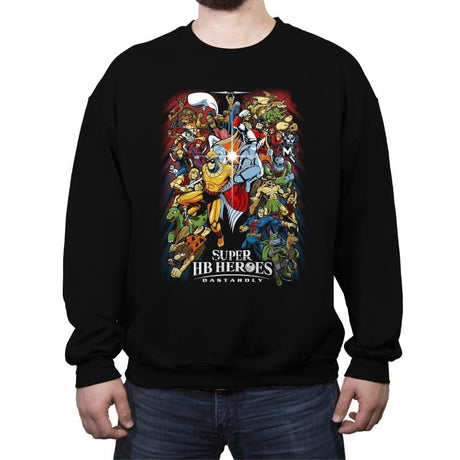 Super HB Heroes - Crew Neck Sweatshirt Crew Neck Sweatshirt RIPT Apparel Small / Black