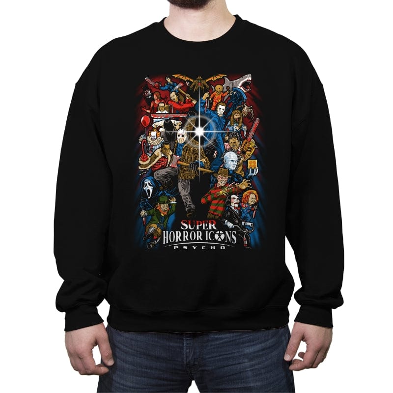 Super Horror Icons - Crew Neck Sweatshirt Crew Neck Sweatshirt RIPT Apparel Small / Black