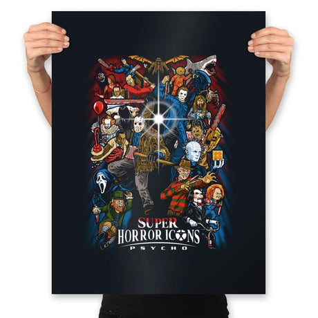 Super Horror Icons - Prints Posters RIPT Apparel 18x24 / Black
