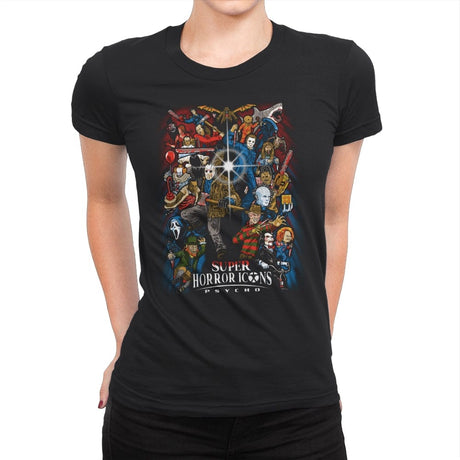 Super Horror Icons - Womens Premium T-Shirts RIPT Apparel Small / Black