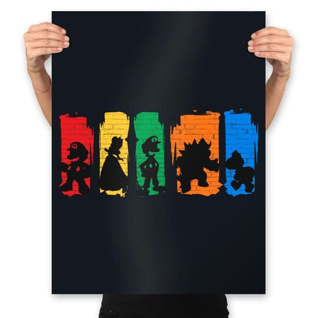 Super Mario Squad - Prints Posters RIPT Apparel 18x24 / Black