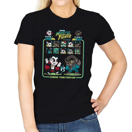 Super Monster Fighters - Womens T-Shirts RIPT Apparel Small / Black
