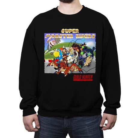 Super Monster Riders - Crew Neck Sweatshirt Crew Neck Sweatshirt RIPT Apparel Small / Black