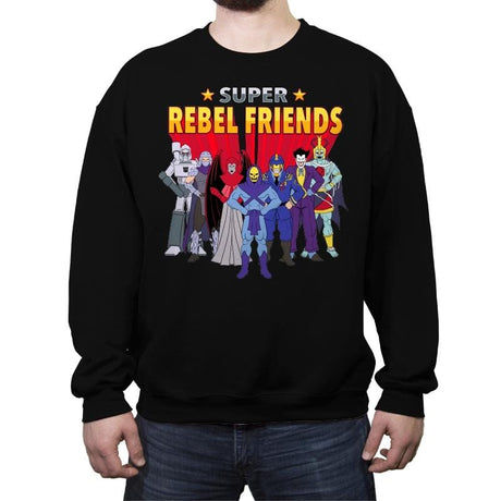 Super Rebel Friends - Crew Neck Sweatshirt Crew Neck Sweatshirt RIPT Apparel Small / Black